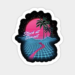 Stuck at sunset neon retrofuturism summer design Sticker